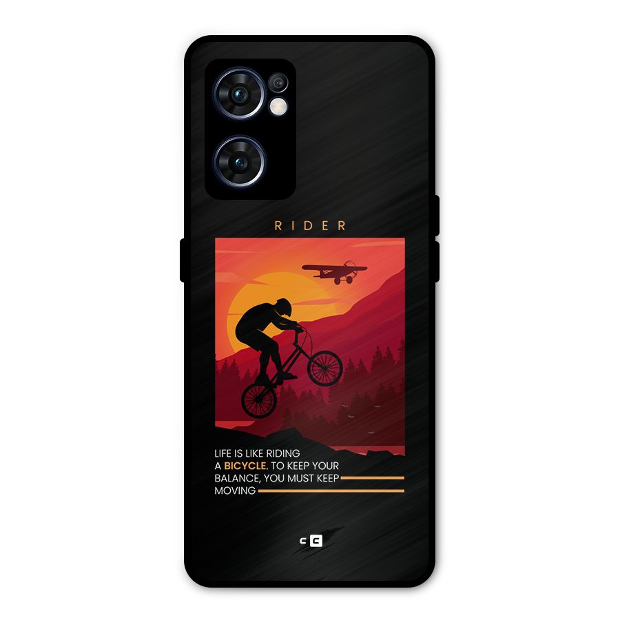 Keep Moving Rider Metal Back Case for Oppo Reno7 5G
