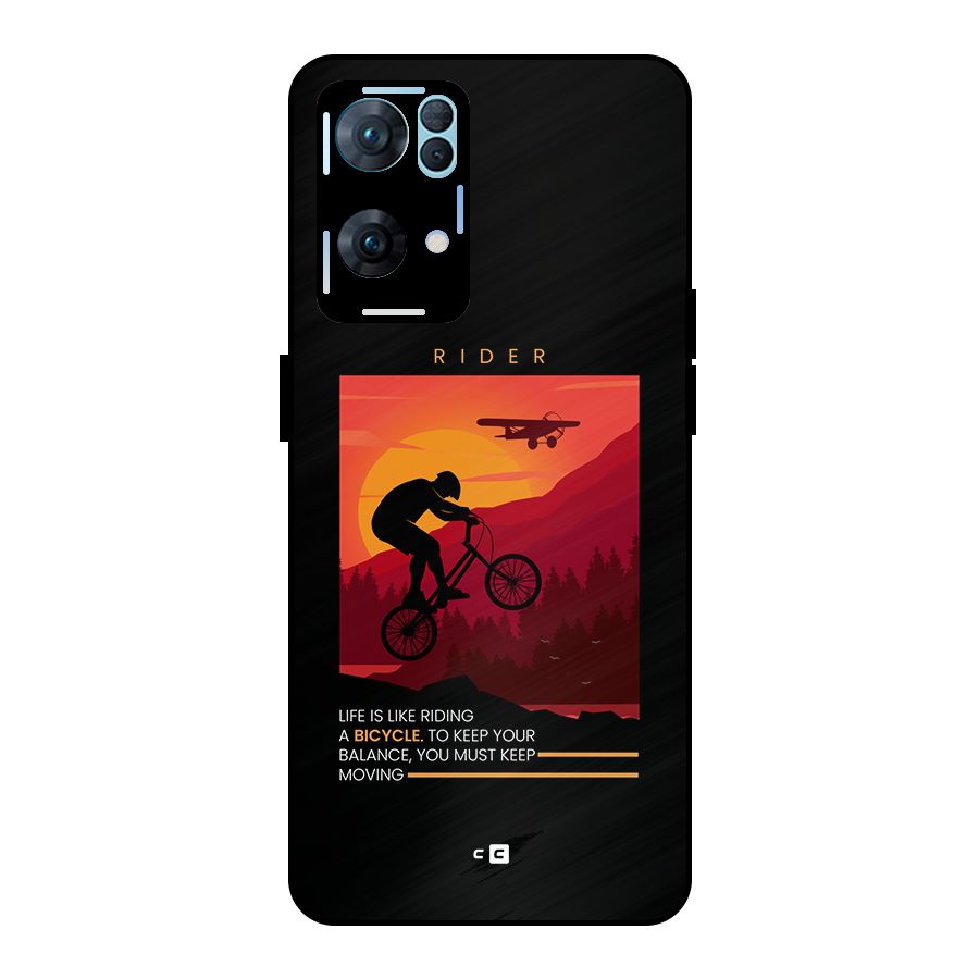 Keep Moving Rider Metal Back Case for Oppo Reno7 Pro 5G