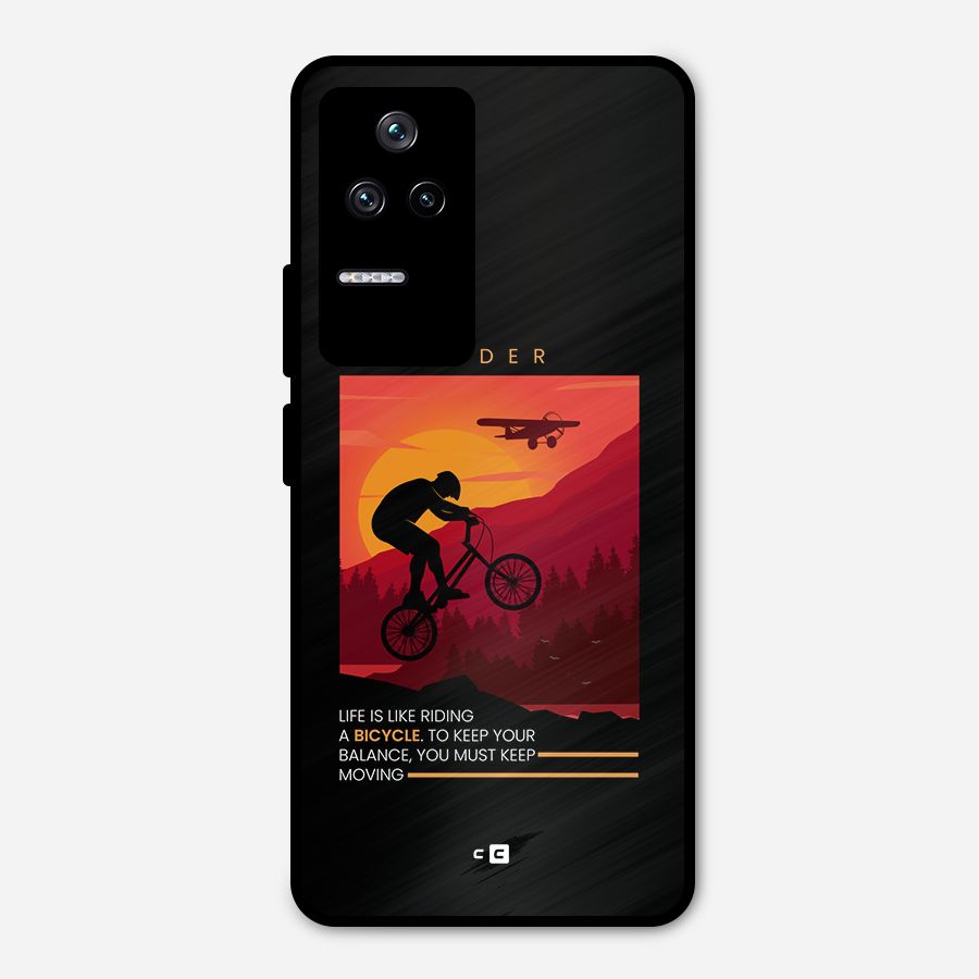 Keep Moving Rider Metal Back Case for Poco F4 5G