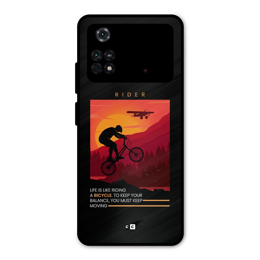 Keep Moving Rider Metal Back Case for Poco M4 Pro 4G