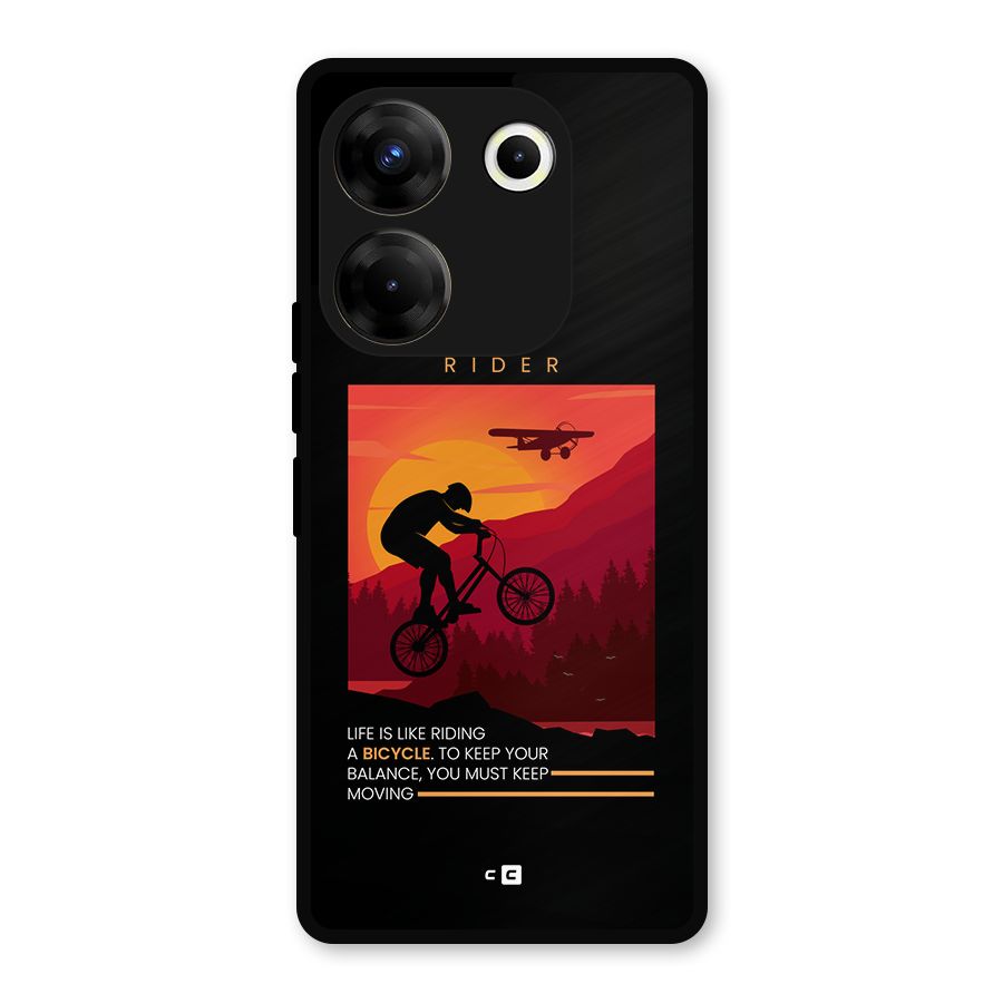 Keep Moving Rider Metal Back Case for Tecno Camon 20 Pro