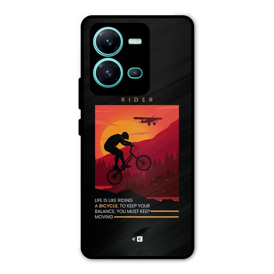 Keep Moving Rider Metal Back Case for Vivo V25