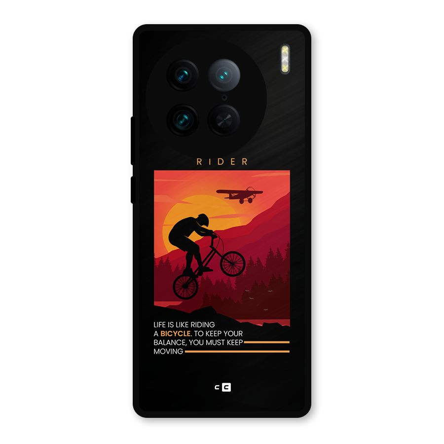 Keep Moving Rider Metal Back Case for Vivo X90 Pro