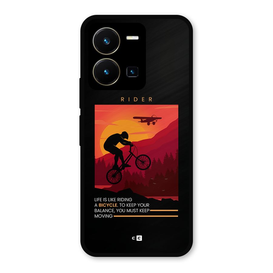 Keep Moving Rider Metal Back Case for Vivo Y35