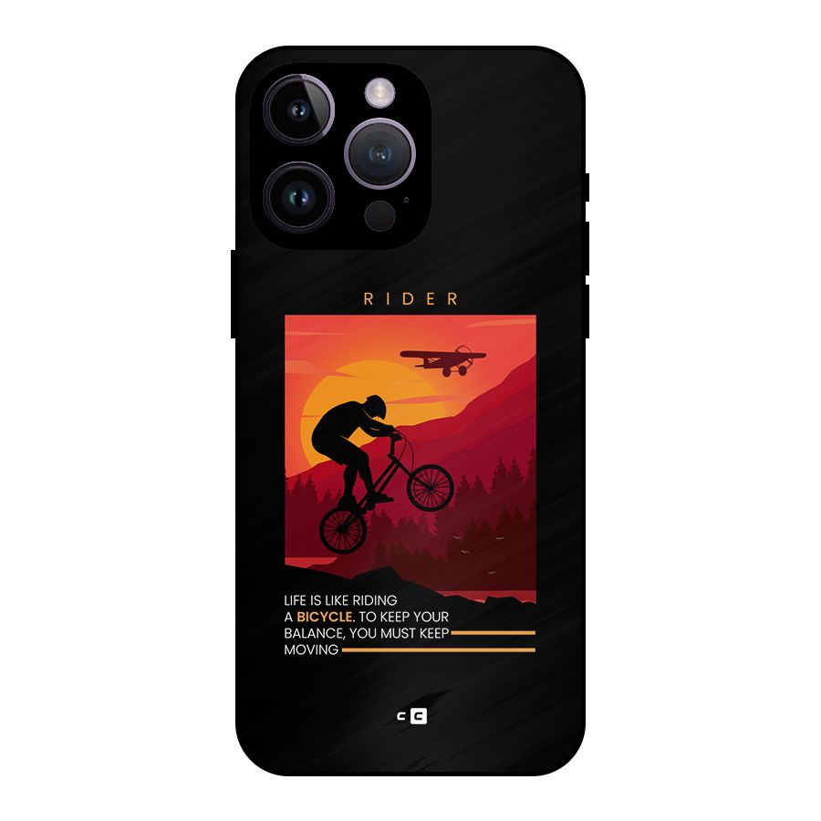 Keep Moving Rider Metal Back Case for iPhone 14 Pro Max