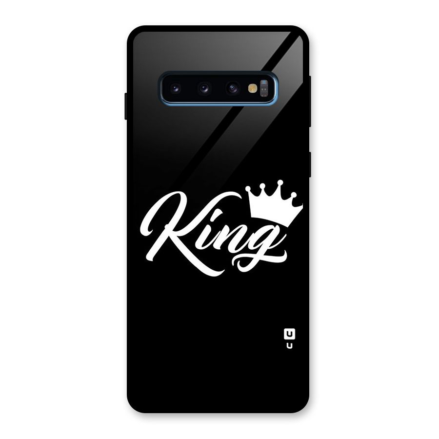 King Crown Typography Glass Back Case for Galaxy S10