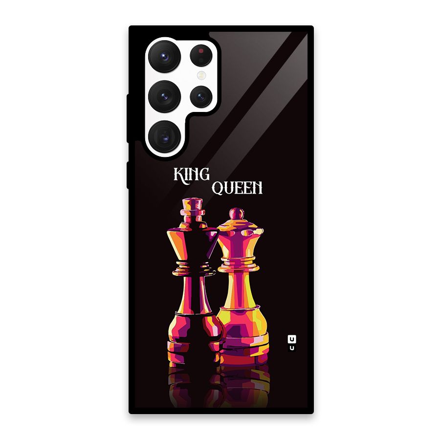 King Queen Glass Back Case for Galaxy S22 Ultra 5G