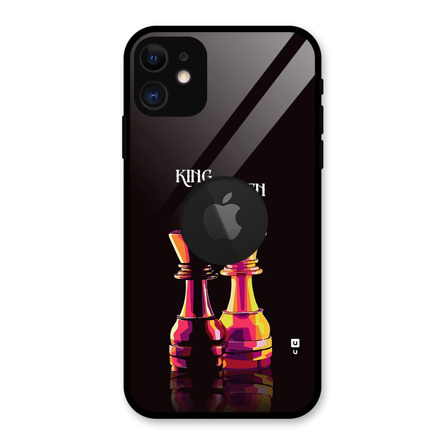 King Queen Glass Back Case for iPhone 11 Logo Cut