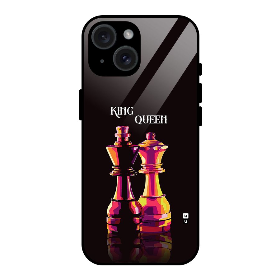 King Queen Glass Back Case for iPhone 15