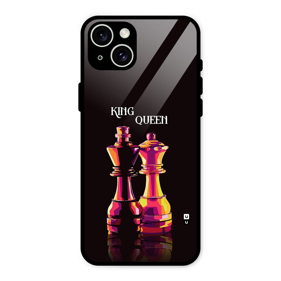 King Queen Glass Back Case for iPhone 15 Plus