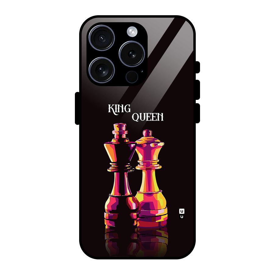 King Queen Glass Back Case for iPhone 15 Pro
