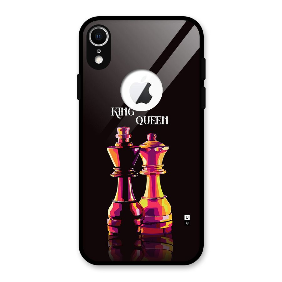 King Queen Glass Back Case for iPhone XR Logo Cut