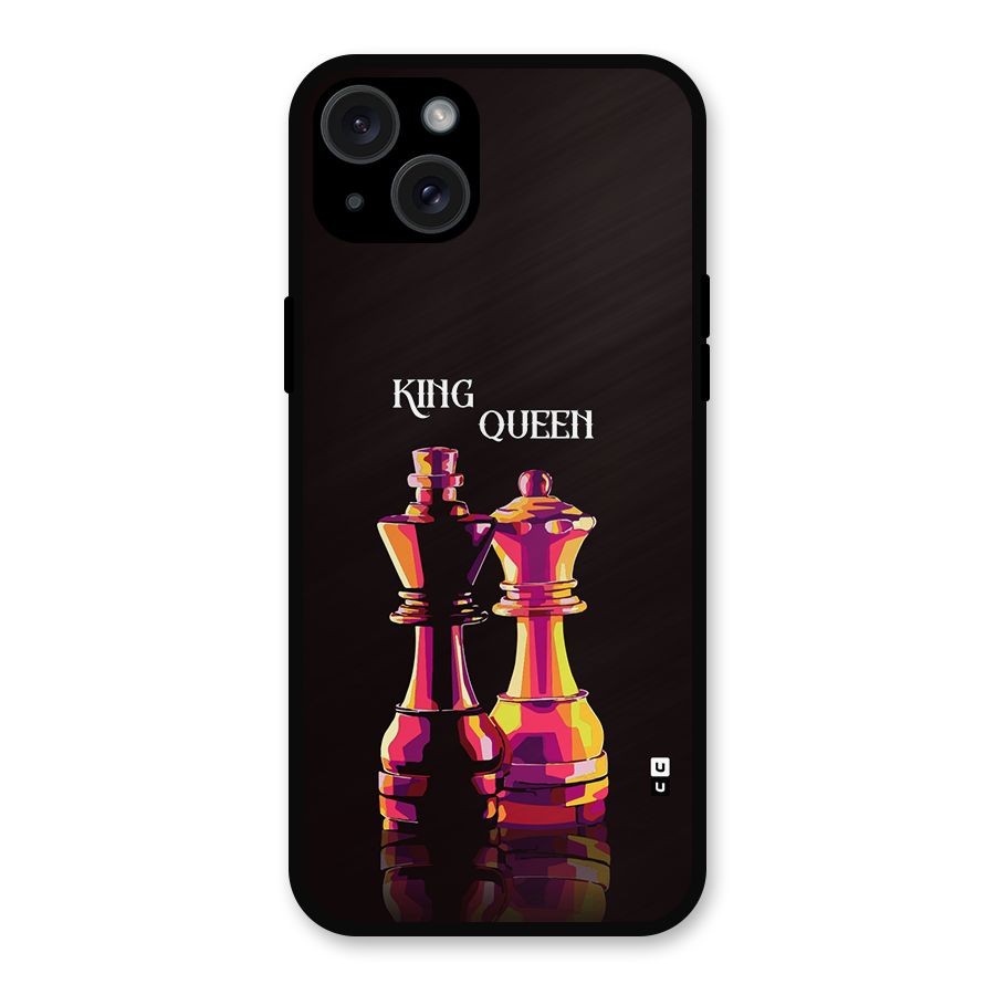 King Queen Metal Back Case for iPhone 15 Plus