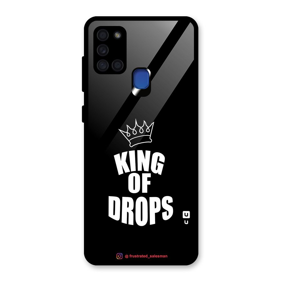 King of Drops Black Glass Back Case for Galaxy A21s