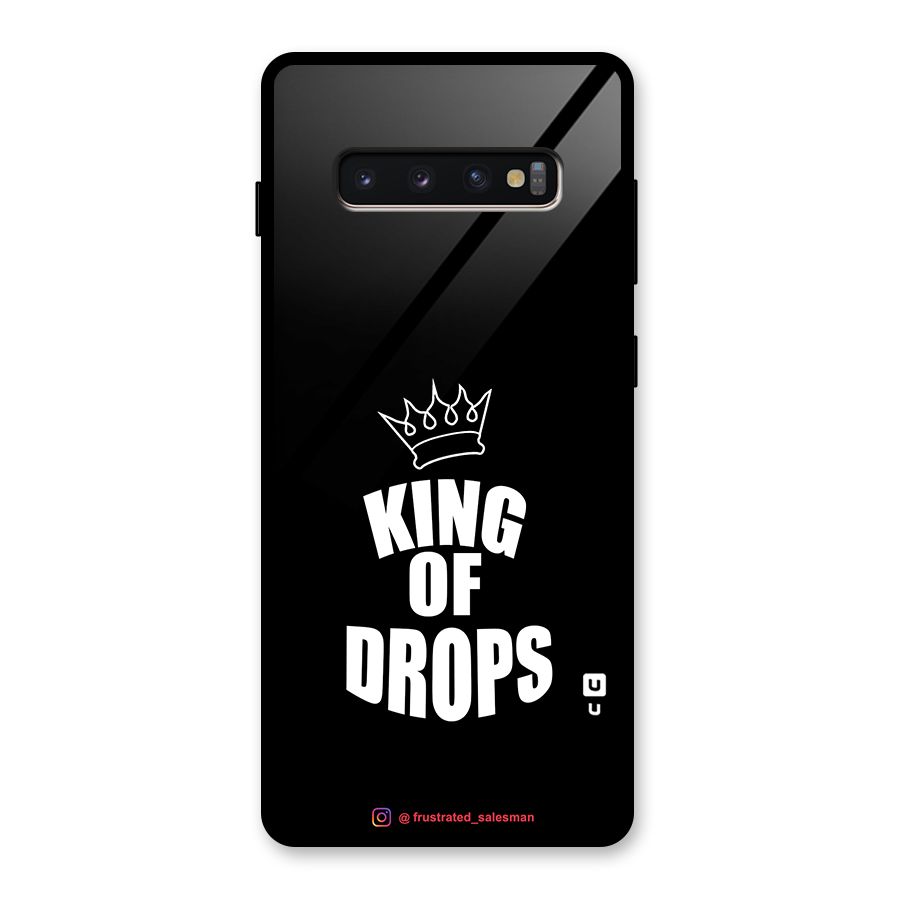 King of Drops Black Glass Back Case for Galaxy S10 Plus