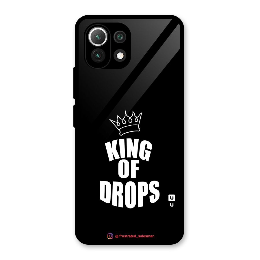 King of Drops Black Glass Back Case for Mi 11 Lite