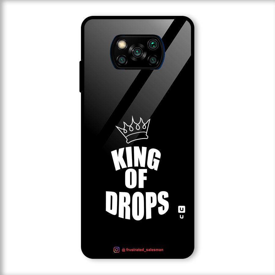 King of Drops Black Glass Back Case for Poco X3