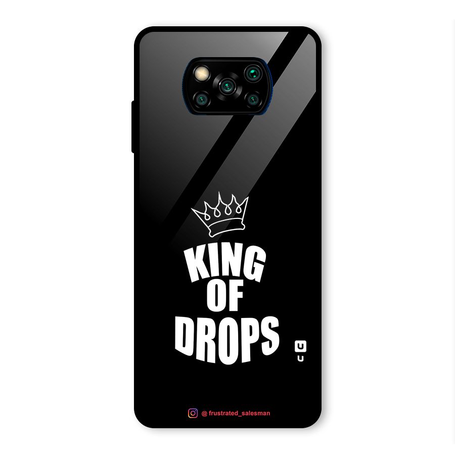 King of Drops Black Glass Back Case for Poco X3 Pro