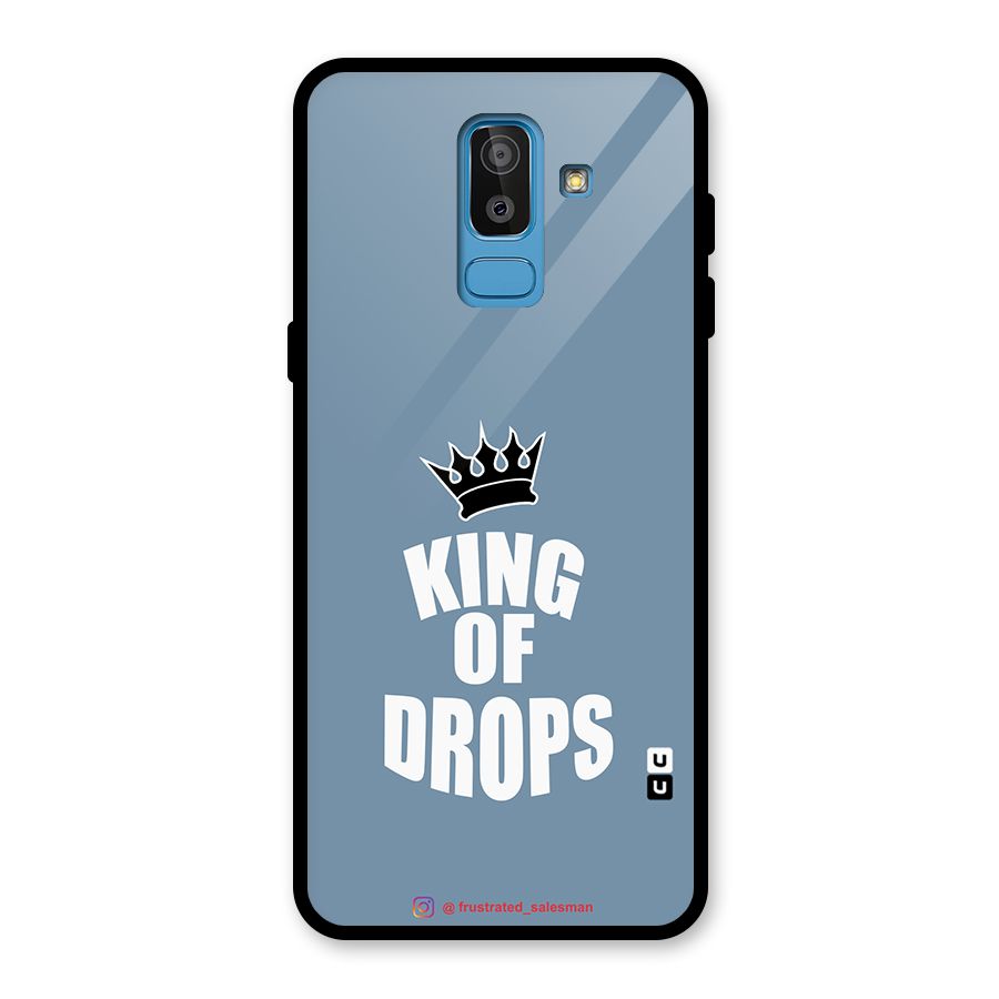 King of Drops Mustard SteelBlue Glass Back Case for Galaxy J8