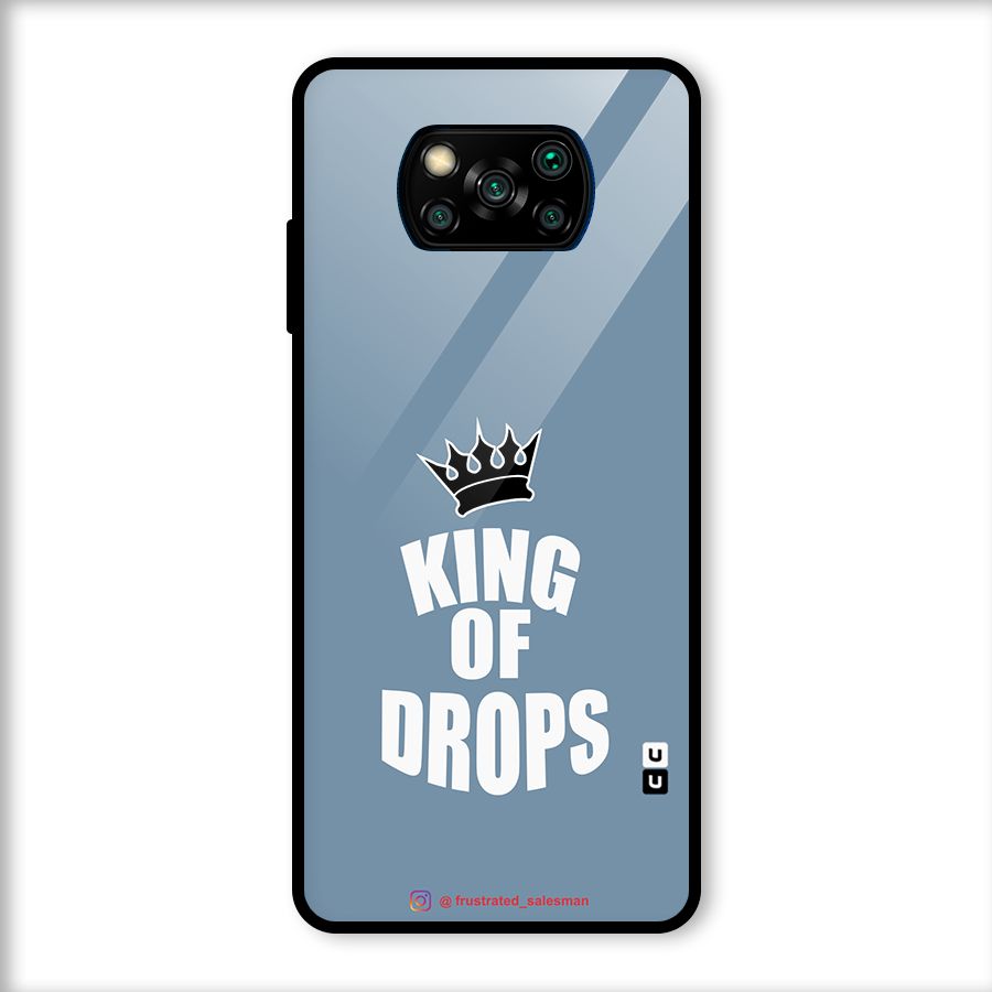 King of Drops Mustard SteelBlue Glass Back Case for Poco X3