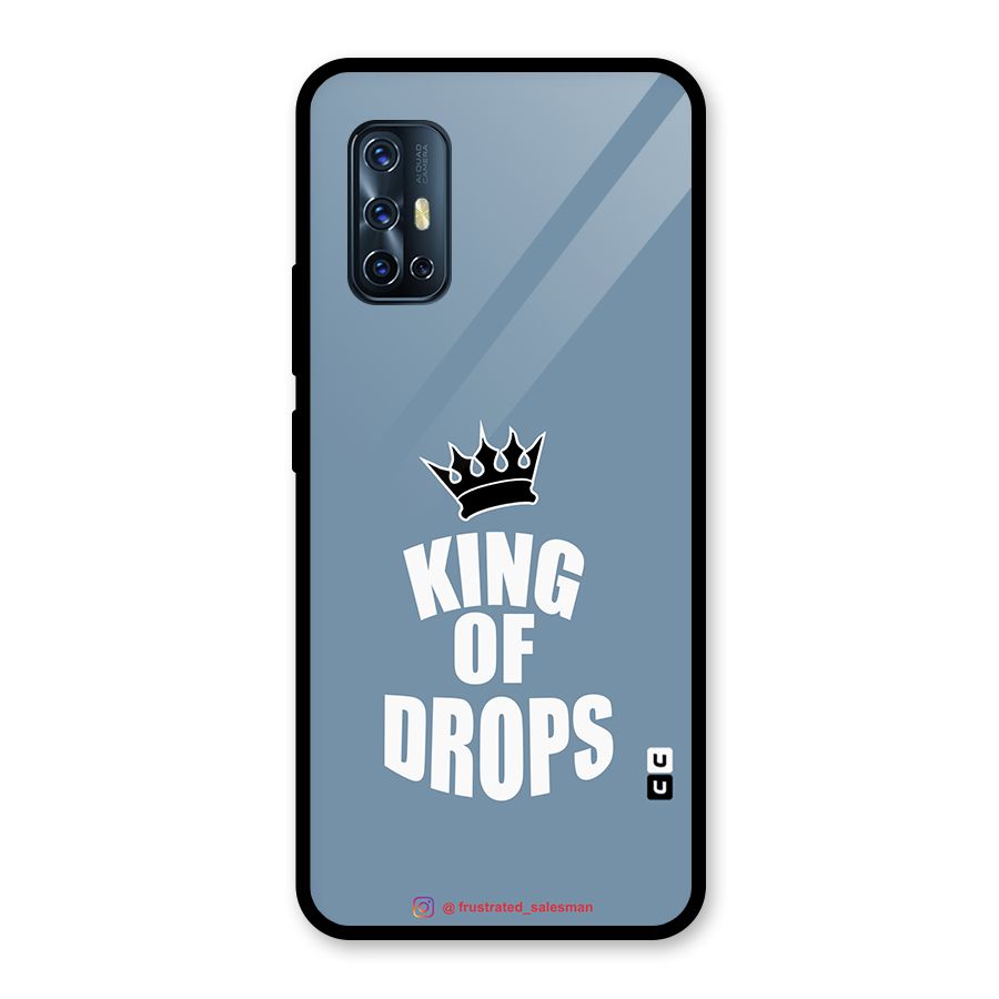 King of Drops Mustard SteelBlue Glass Back Case for Vivo V17