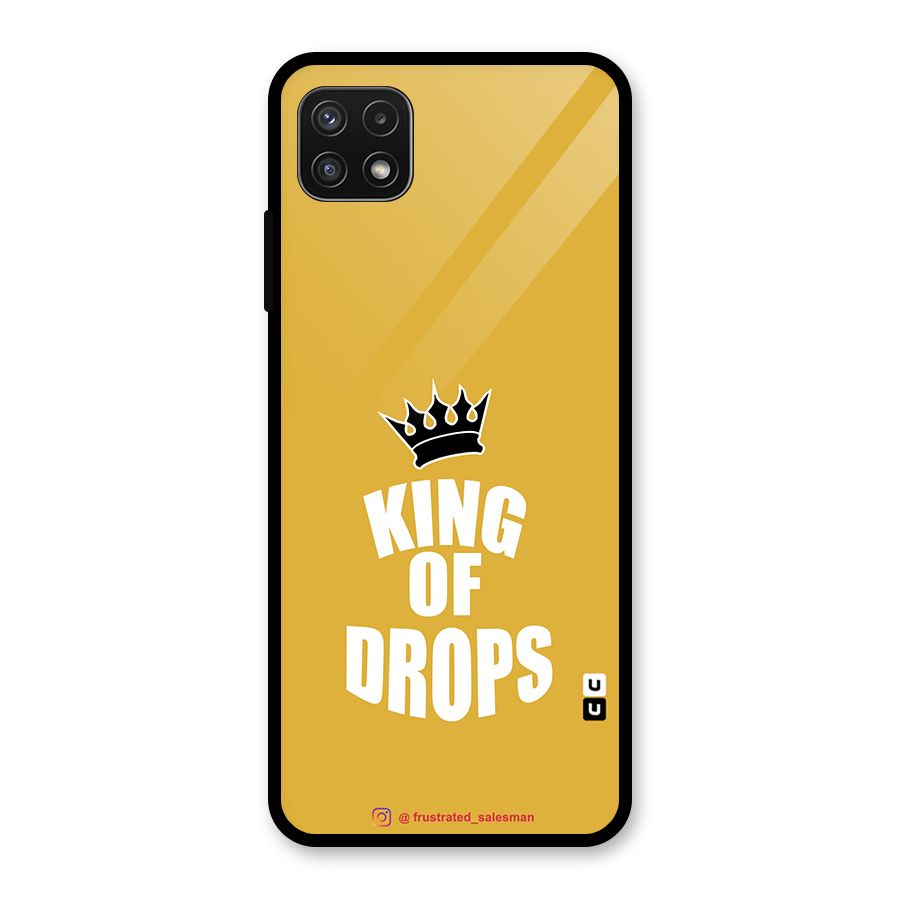 King of Drops Mustard Yellow Glass Back Case for Galaxy A22 5G