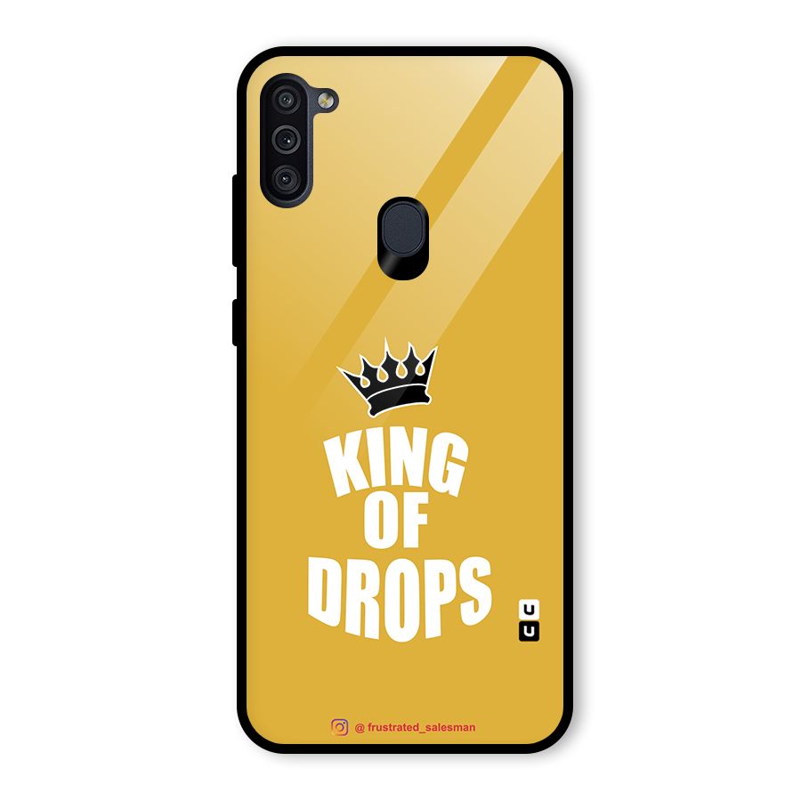 King of Drops Mustard Yellow Glass Back Case for Galaxy M11
