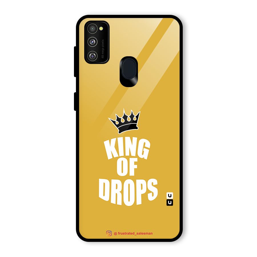 King of Drops Mustard Yellow Glass Back Case for Galaxy M30s