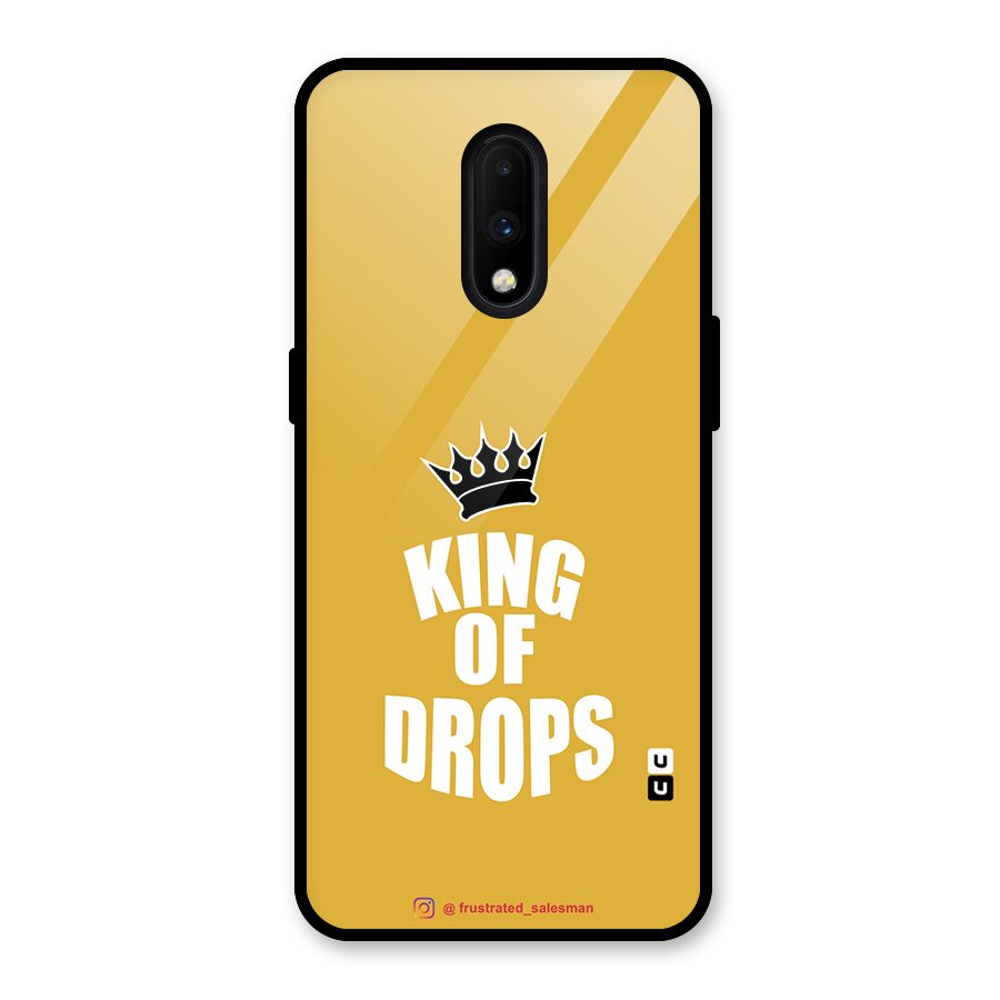 King of Drops Mustard Yellow Glass Back Case for OnePlus 7