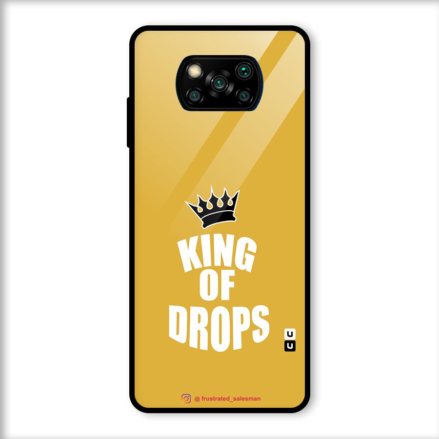 King of Drops Mustard Yellow Glass Back Case for Poco X3