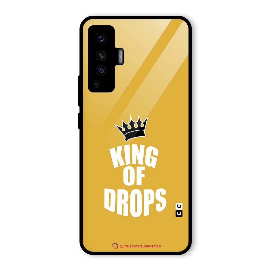 King of Drops Mustard Yellow Glass Back Case for Vivo X50