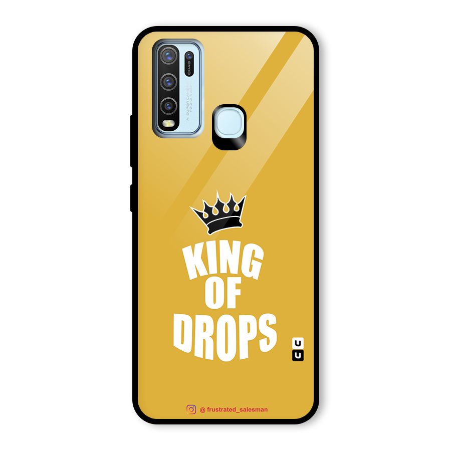 King of Drops Mustard Yellow Glass Back Case for Vivo Y30