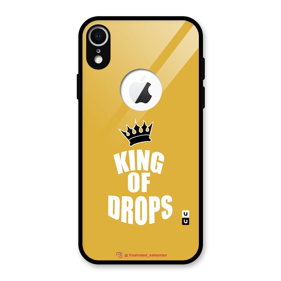 King of Drops Mustard Yellow Glass Back Case for iPhone XR Logo Cut