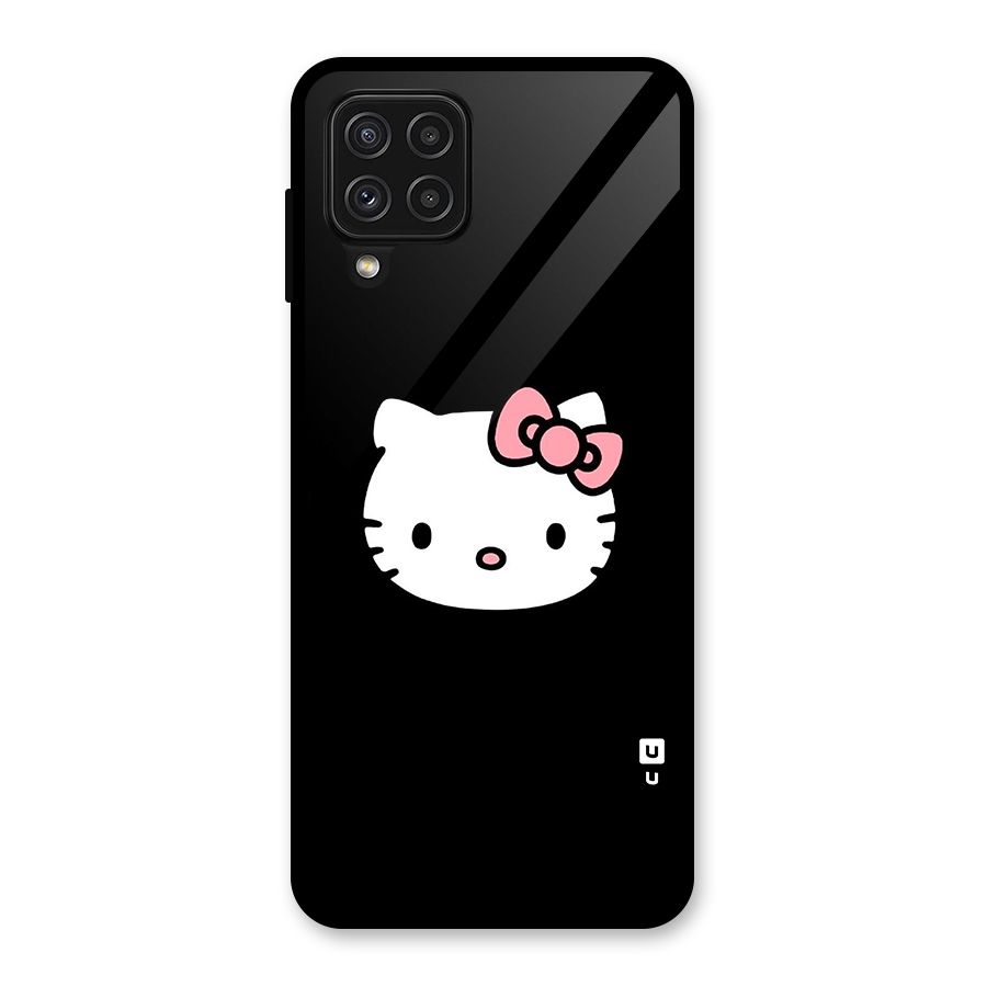 Kitty Cute Glass Back Case for Galaxy A22 4G