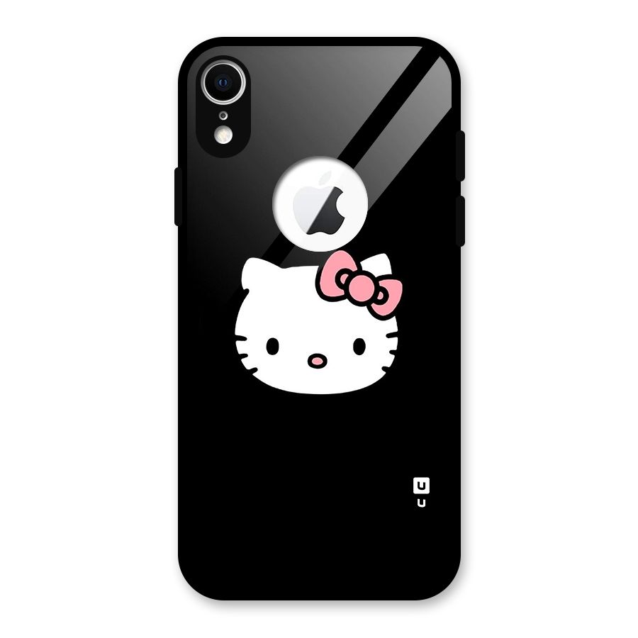 Kitty Cute Glass Back Case for iPhone XR Logo Cut