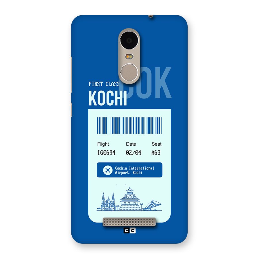 Kochi Boarding Pass Back Case for Redmi Note 3