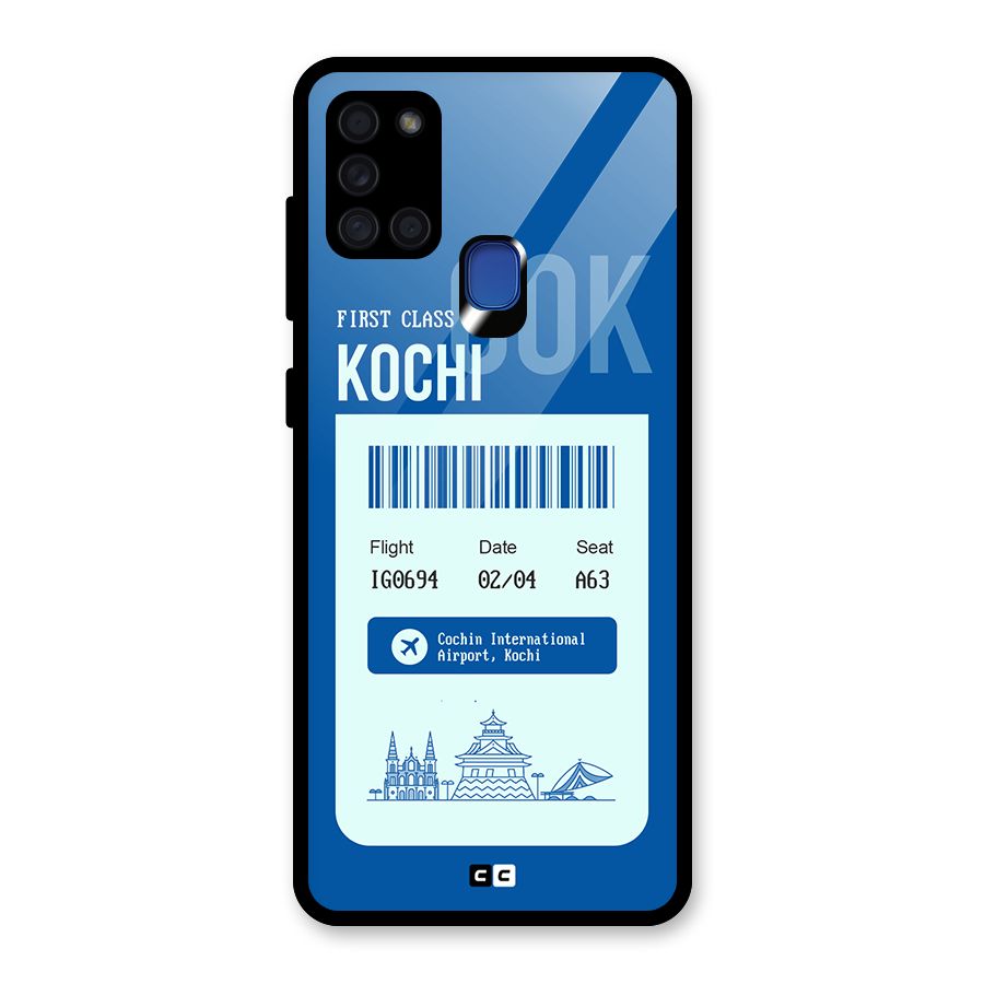 Kochi Boarding Pass Glass Back Case for Galaxy A21s