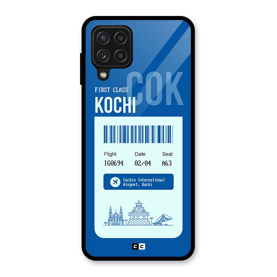 Kochi Boarding Pass Glass Back Case for Galaxy A22 4G