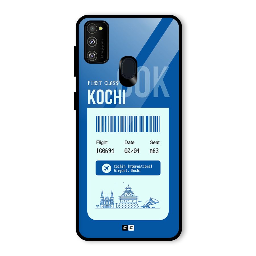 Kochi Boarding Pass Glass Back Case for Galaxy M21