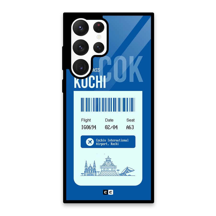 Kochi Boarding Pass Glass Back Case for Galaxy S22 Ultra 5G