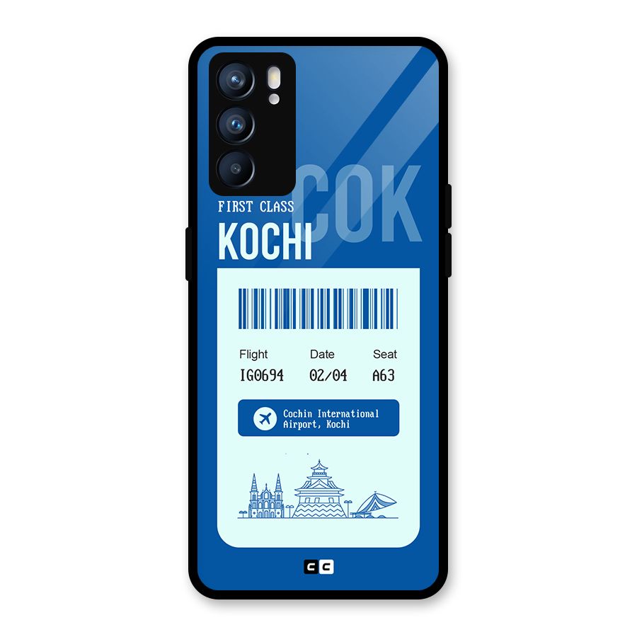Kochi Boarding Pass Glass Back Case for Oppo Reno6 5G