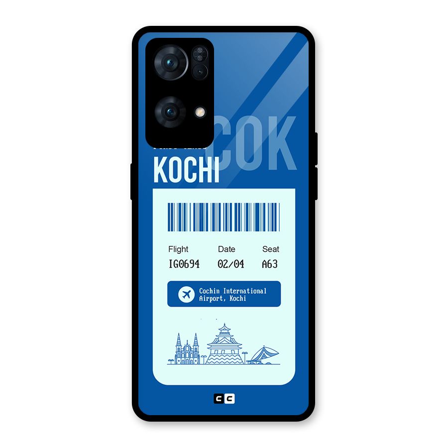 Kochi Boarding Pass Glass Back Case for Oppo Reno7 Pro 5G