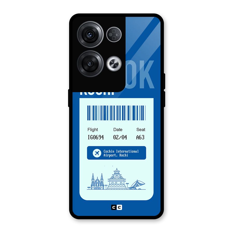 Kochi Boarding Pass Glass Back Case for Oppo Reno8 Pro 5G