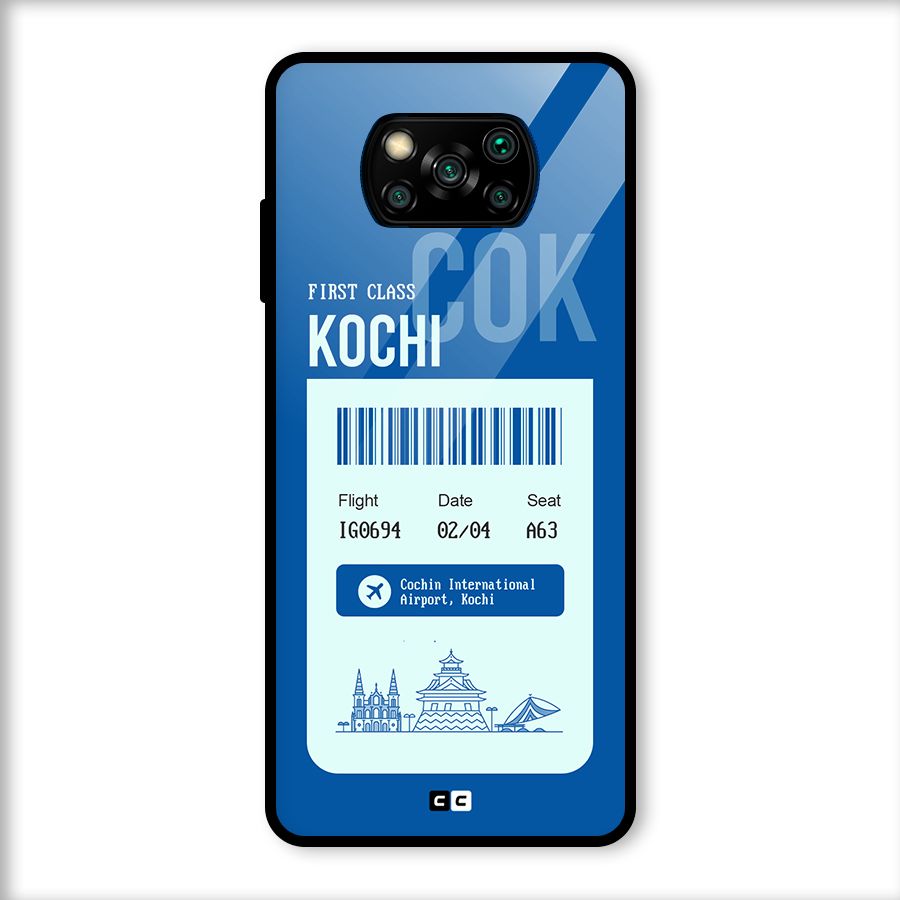 Kochi Boarding Pass Glass Back Case for Poco X3