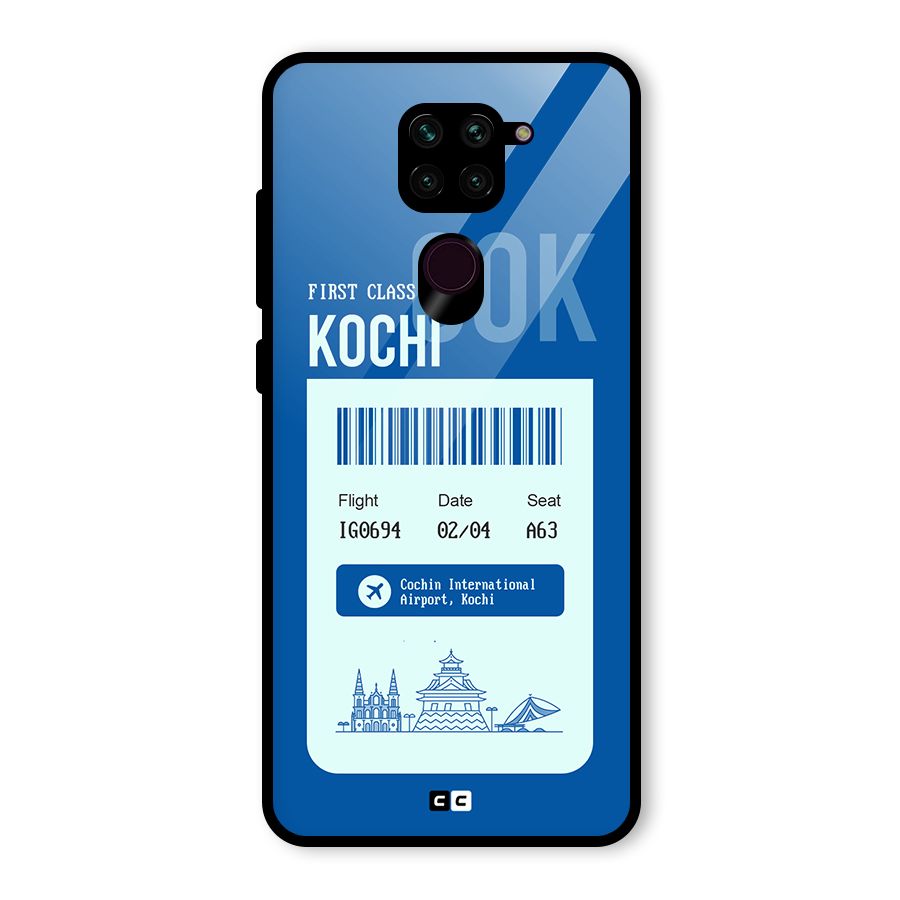 Kochi Boarding Pass Glass Back Case for Redmi Note 9