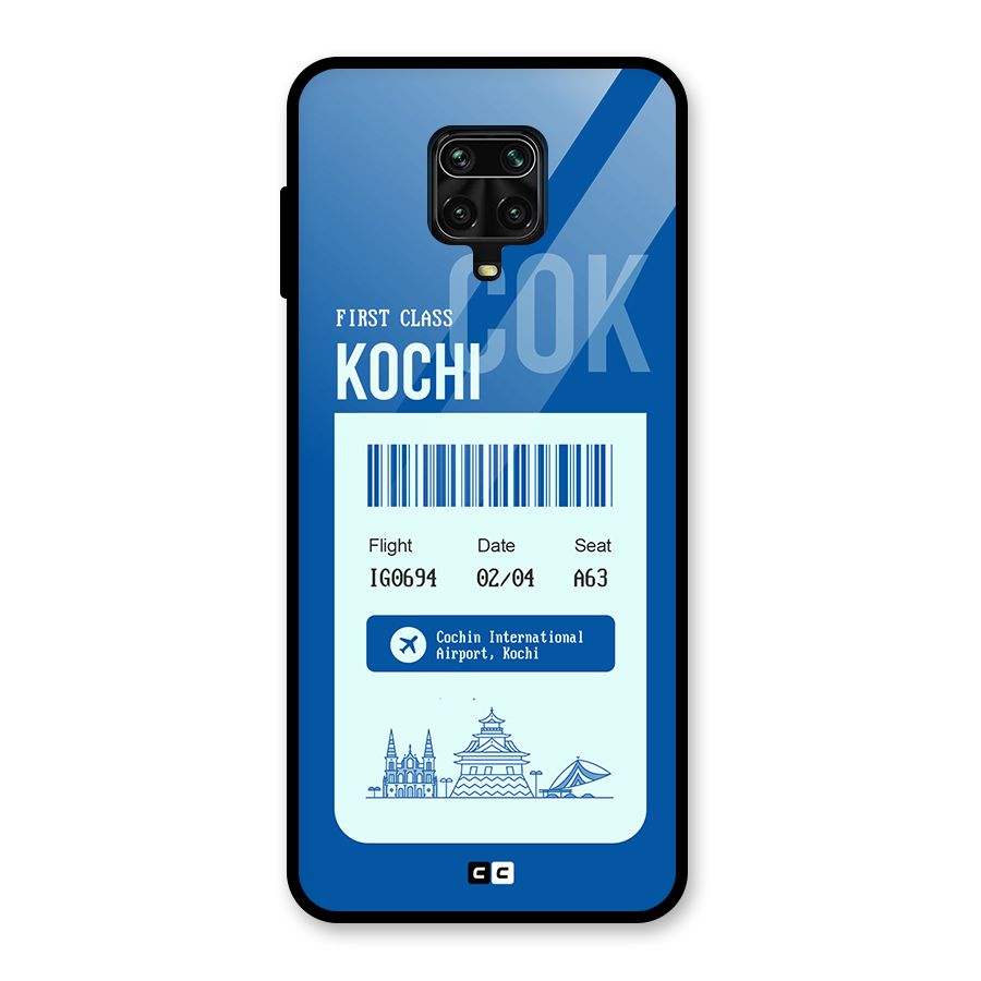 Kochi Boarding Pass Glass Back Case for Redmi Note 9 Pro