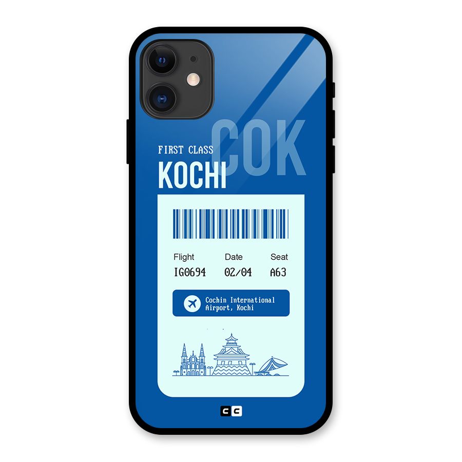 Kochi Boarding Pass Glass Back Case for iPhone 11