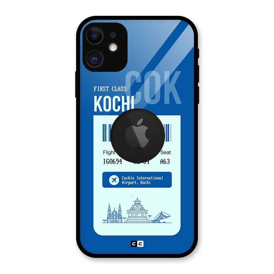 Kochi Boarding Pass Glass Back Case for iPhone 11 Logo Cut