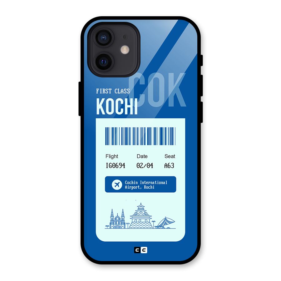 Kochi Boarding Pass Glass Back Case for iPhone 12