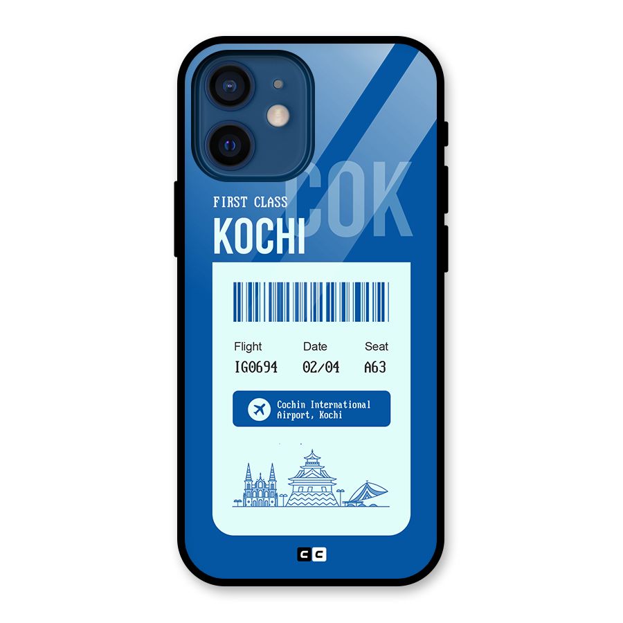 Kochi Boarding Pass Glass Back Case for iPhone 12 Mini
